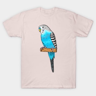 Blue budgerigar bird cartoon illustration T-Shirt